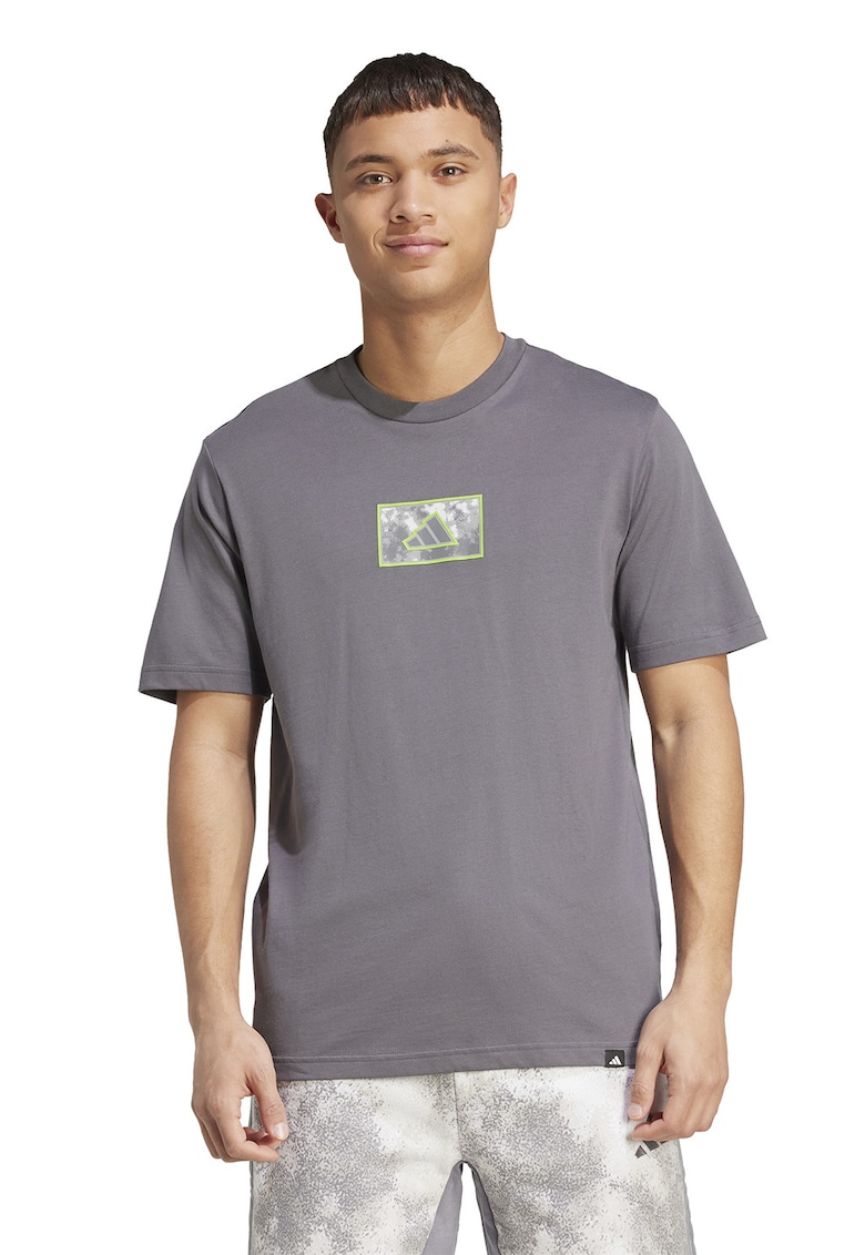 Tricou cu detaliu logo - Gri/Verde lime