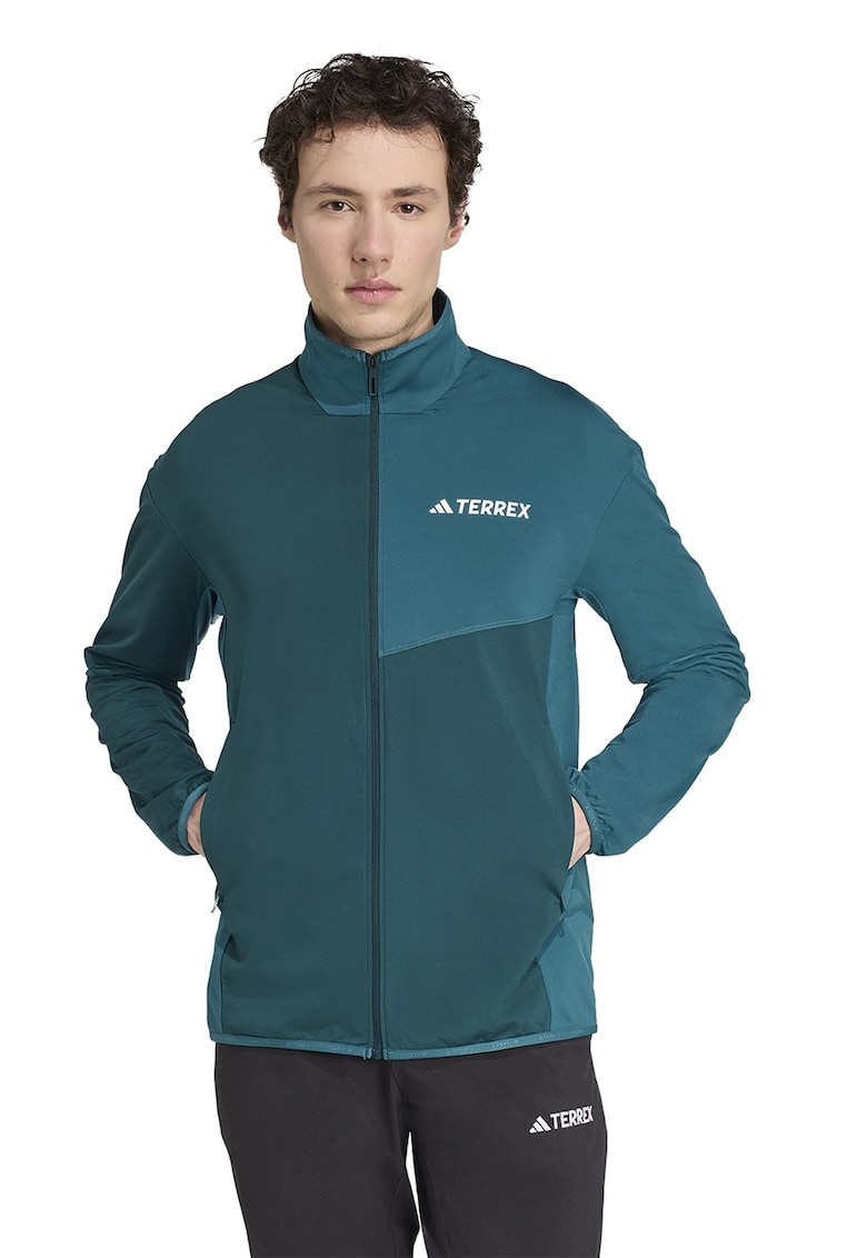 Jacheta din fleece cu maneci cazute Terrex - Alb optic/Verde persan