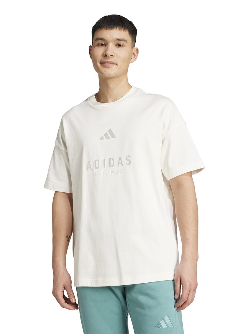 Tricou supradimensionat cu logo - Alb optic