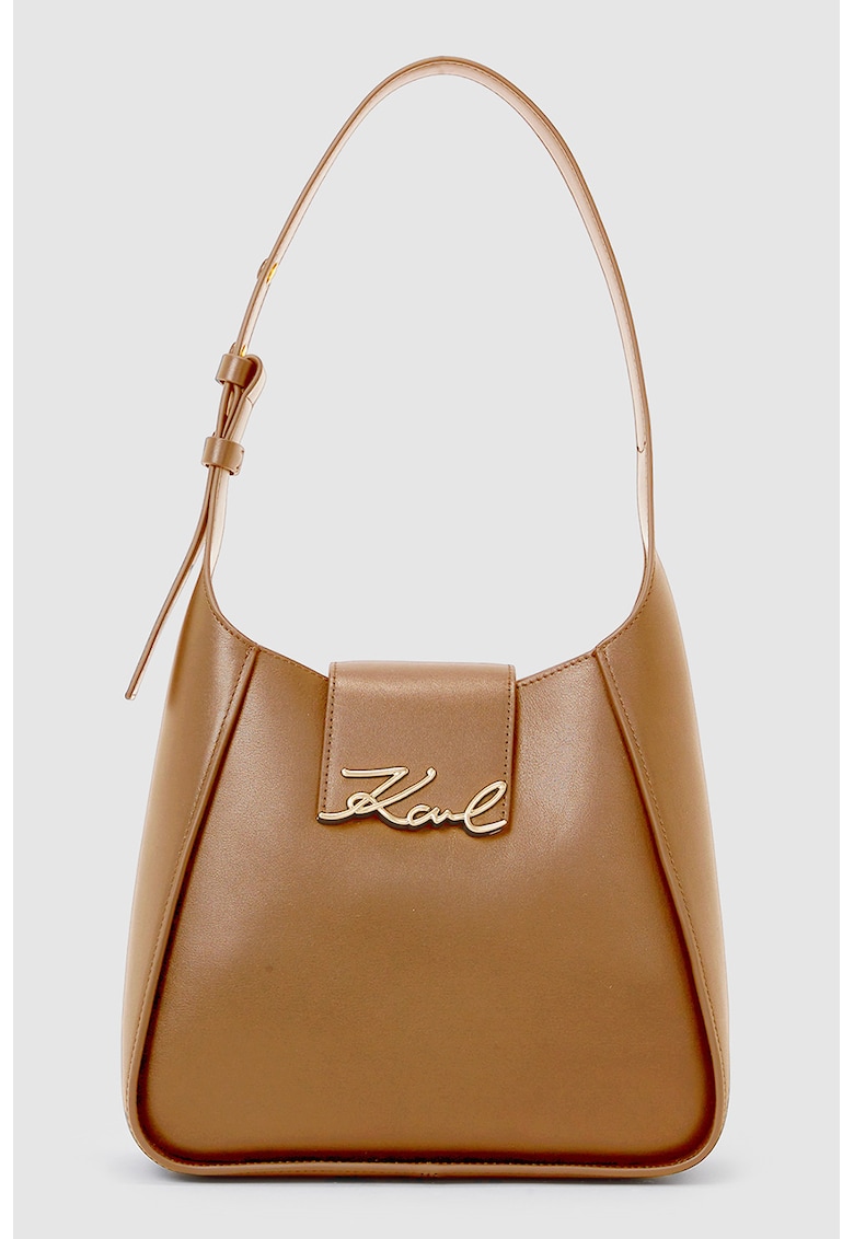 Geanta hobo din piele Signature - Caramel