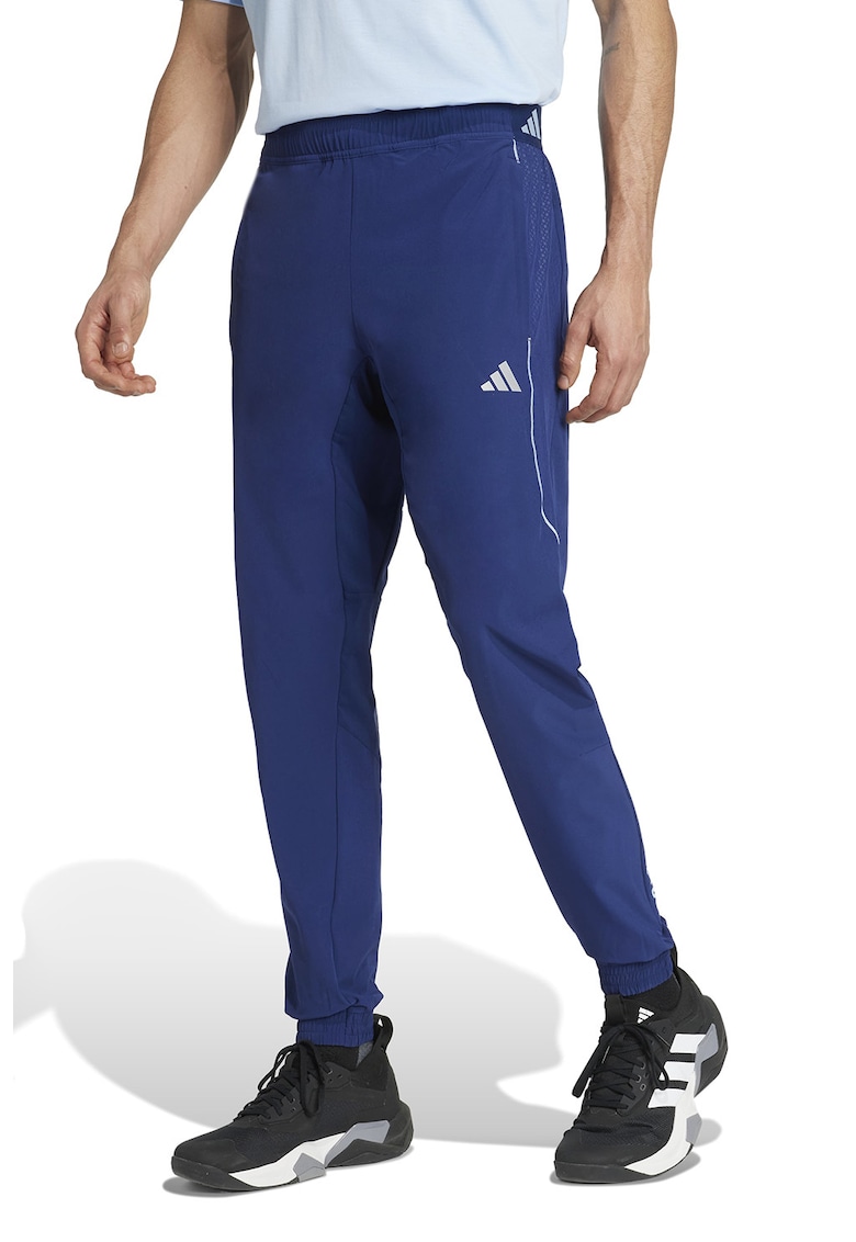 Pantaloni slim fit pentru fitness Tech - Alb/Albastru royal