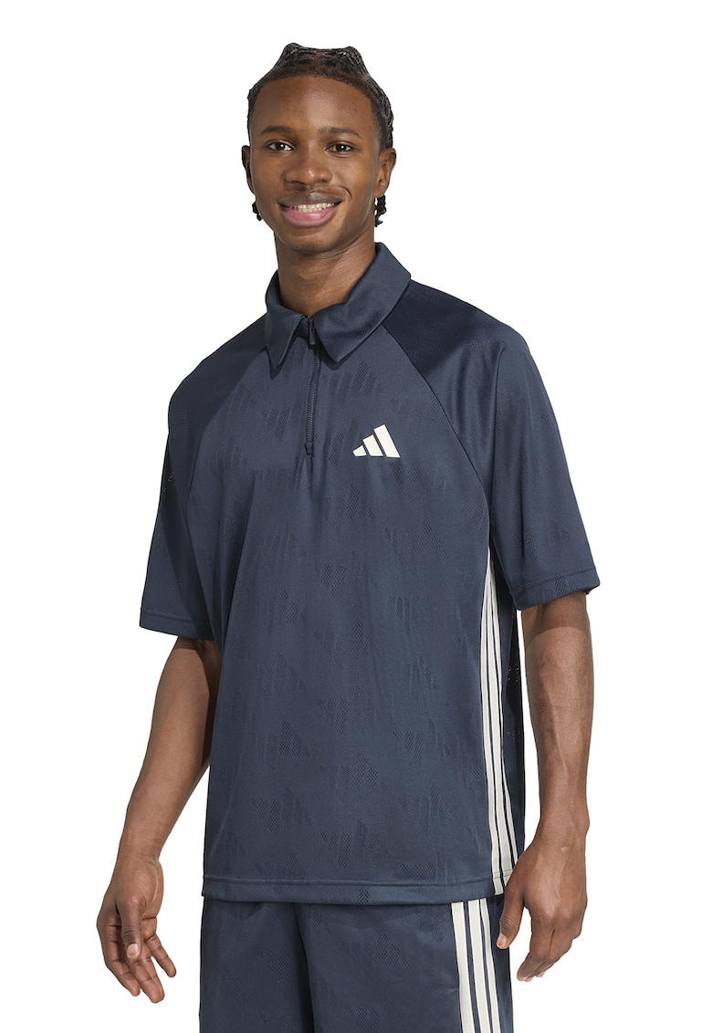 Tricou polo cu maneci raglan - Alb/Gri carbune