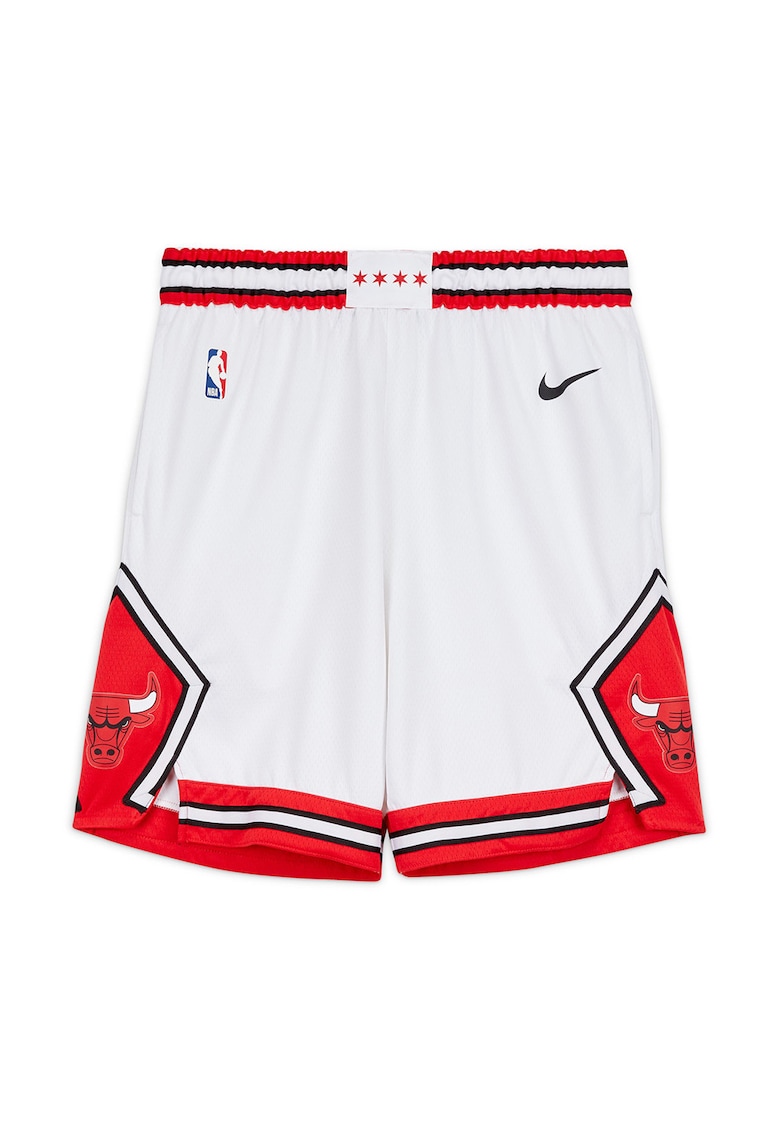 Pantaloni scurti cu talie elastica pentru baschet Chicago Bulls - Alb/Rosu vermillion