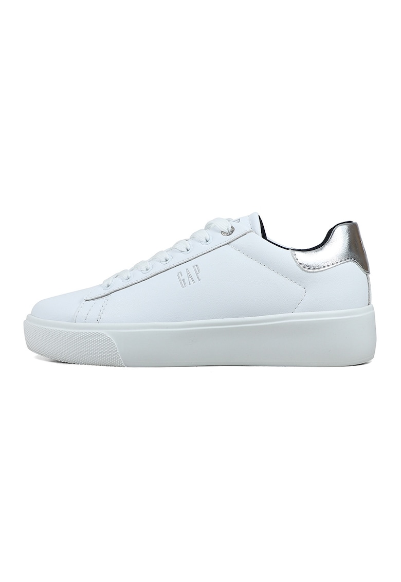 Pantofi sport de piele ecologica cu logo - Alb