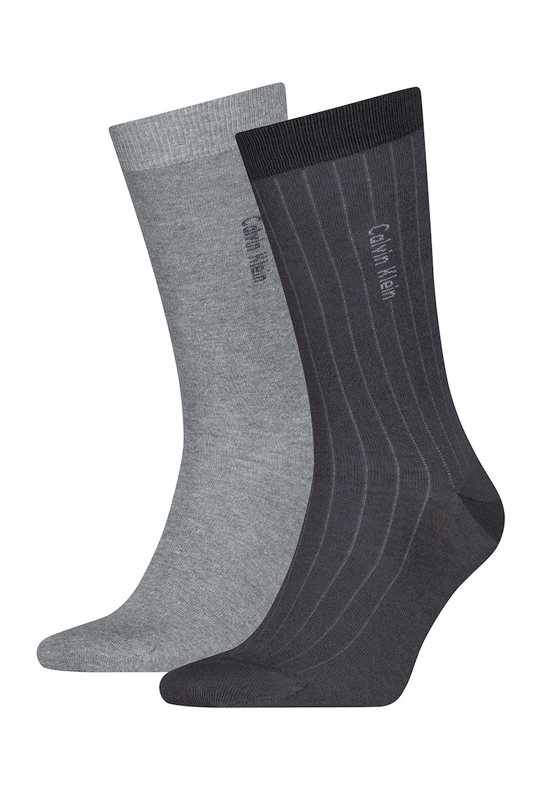 Set de sosete lungi din amestec de bumbac - 2 perechi - Negru stins/Gri inchis
