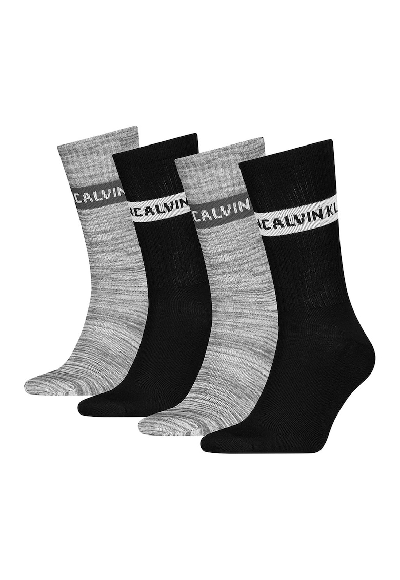 Set de sosete lungi din amestec de bumbac - 4 perechi - Negru/Gri deschis melange
