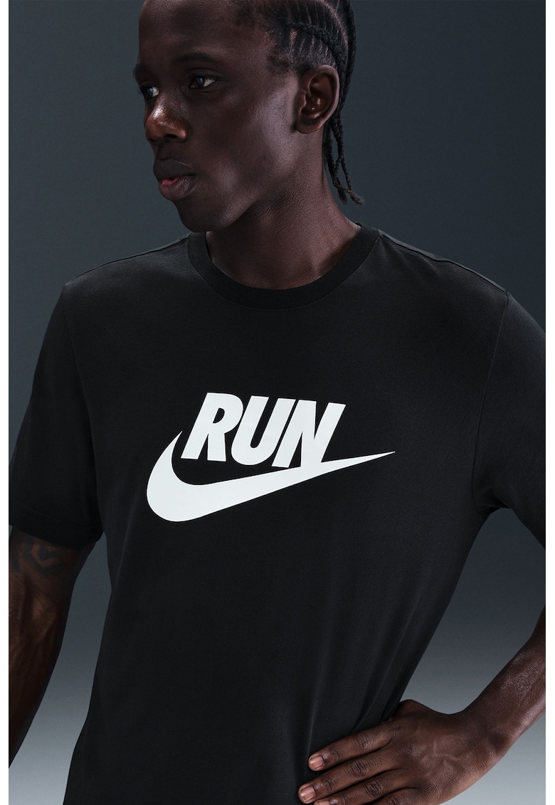 Tricou cu imprimeu logo - pentru alergare - Negru