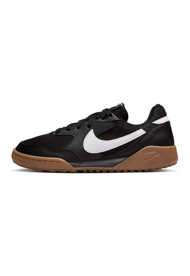 Pantofi sport din material textil cu garnituri de piele ecologica - Alb/Negru