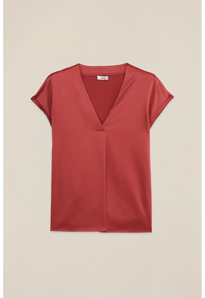 Bluza uni cu decolteu in V - Caramiziu