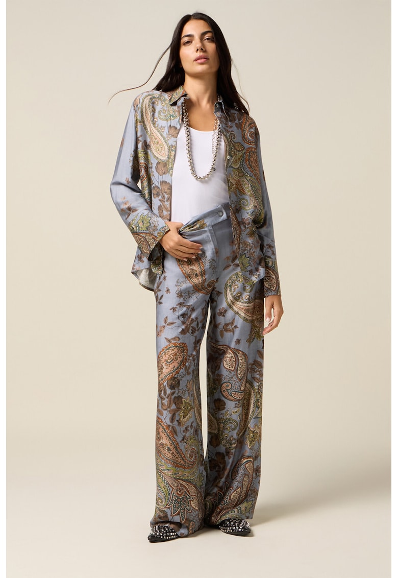 Pantaloni evazati cu model paisley - Multicolor