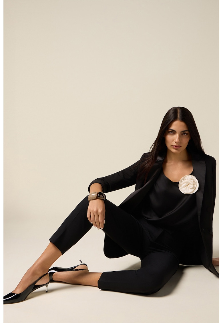 Pantaloni crop eleganti cu pensa - Negru