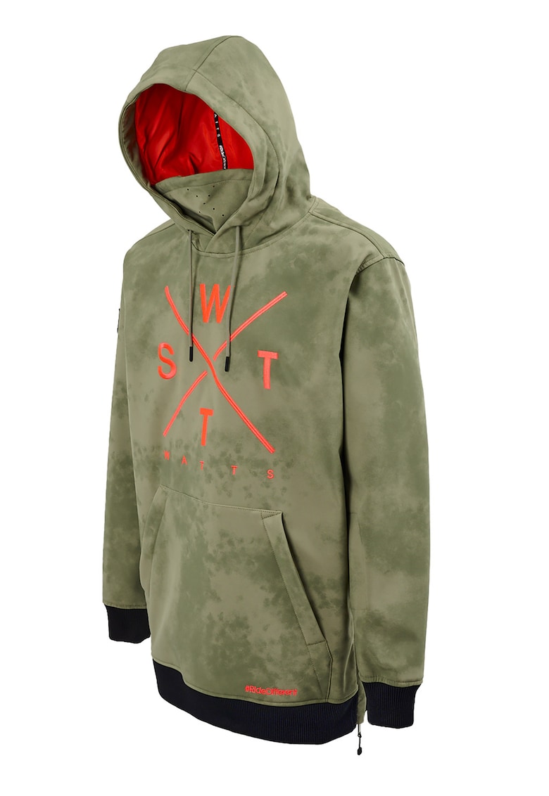 Hanorac cu logo pentru snowboard Orbital - Portocaliu mandarina/Verde sparanghel