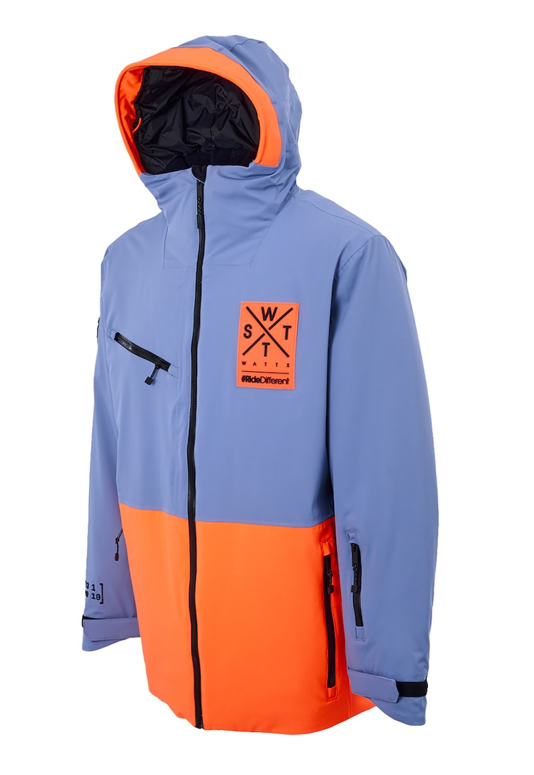 Jacheta cu gluga pentru snowboard Temper - Portocaliu mandarina/Albastru deschis