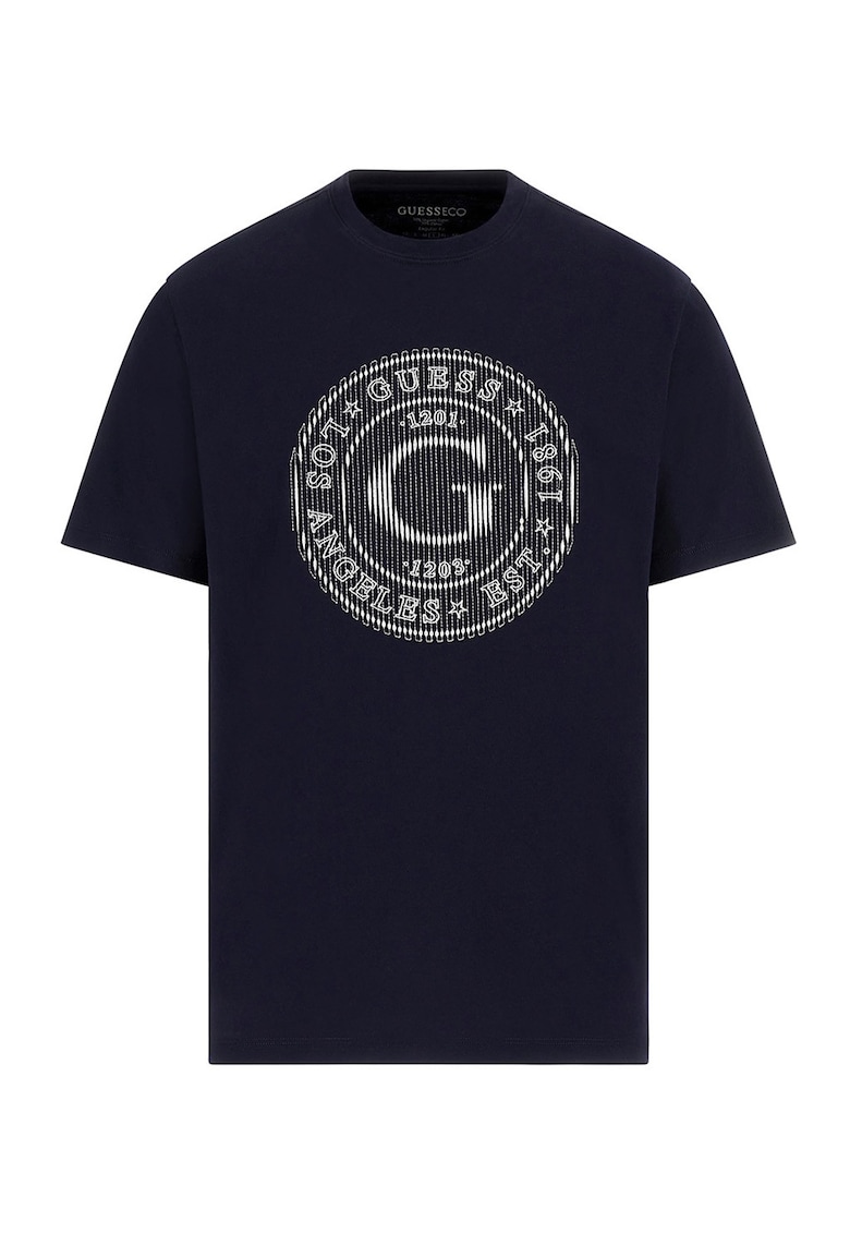 Tricou din bumbac cu logo brodat - Negru/Gri deschis