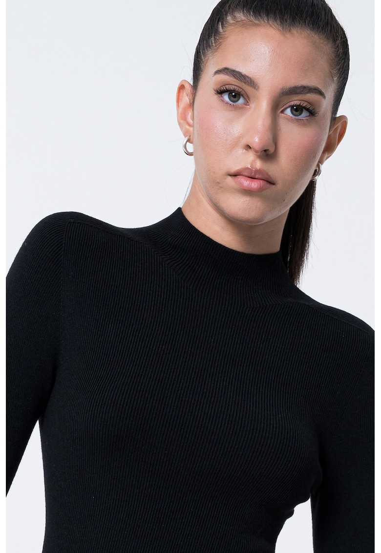 Pulover elastic din amestec de matase si casmir - Negru