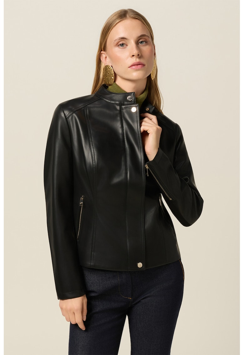 Jacheta slim fit cu fermoar - Negru