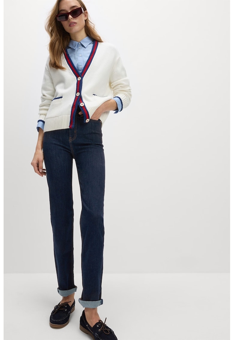 Blugi slim fit cu talie inalta - Bleumarin