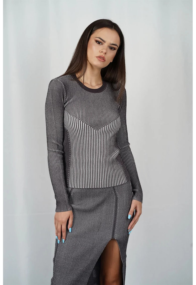 Pulover slim fit - cu mânecă lungă - Gri