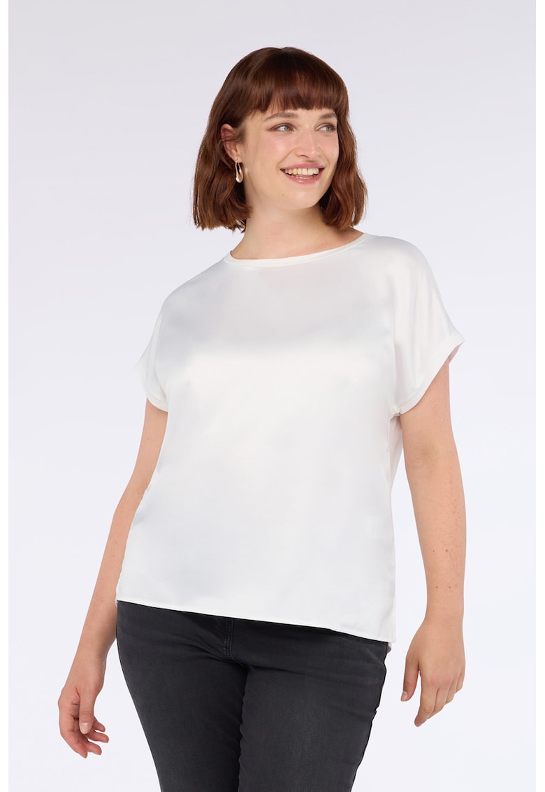 Tricou cu partea frontala din satin - Alb
