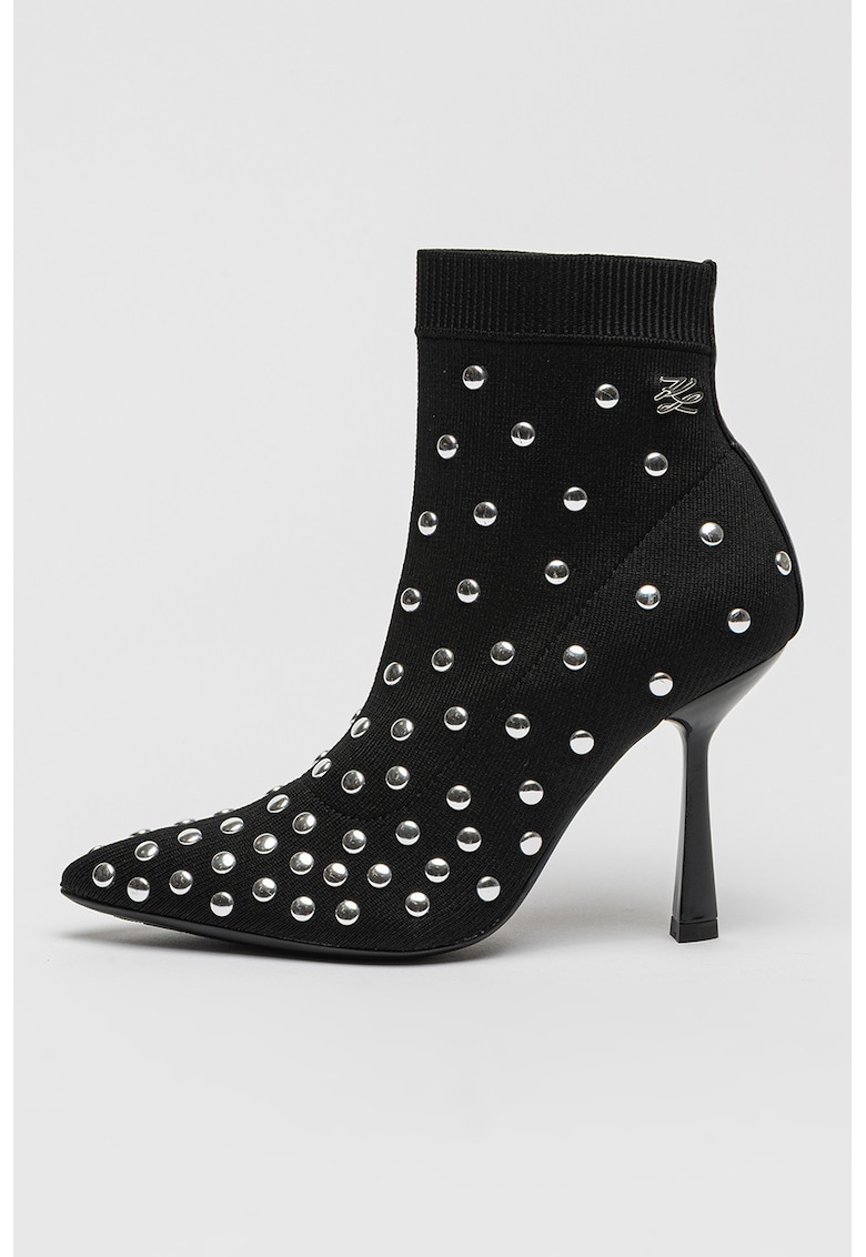 Botine cu toc si varf ascutit - Negru
