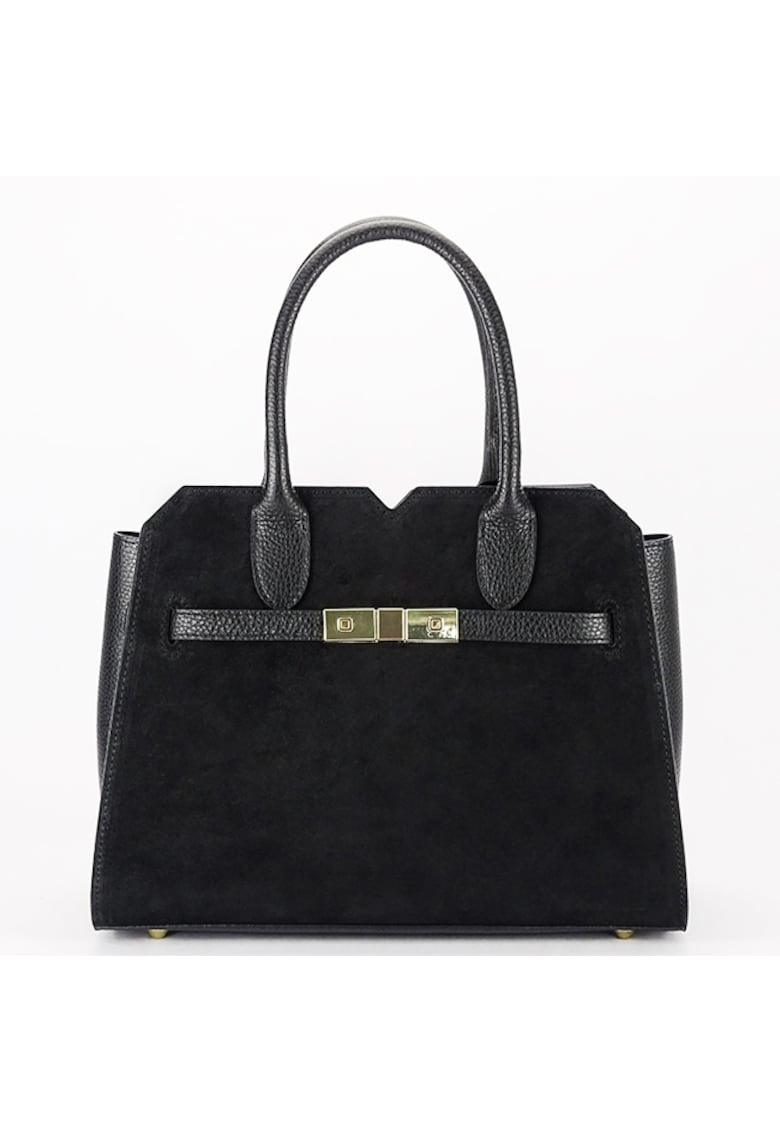 Geanta medie din piele naturala 8908 M9 - Negru - 23x30x13