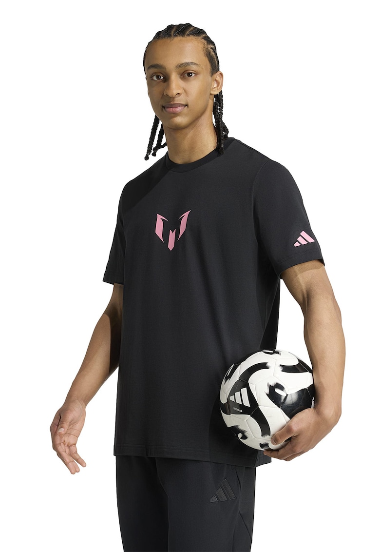 Tricou de bumbac pentru fotbal Messi - Negru