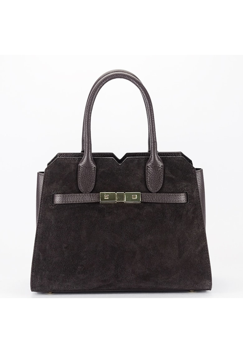 Geanta medie din piele naturala 8908 M9 - Maro cafeniu - 23x30x13