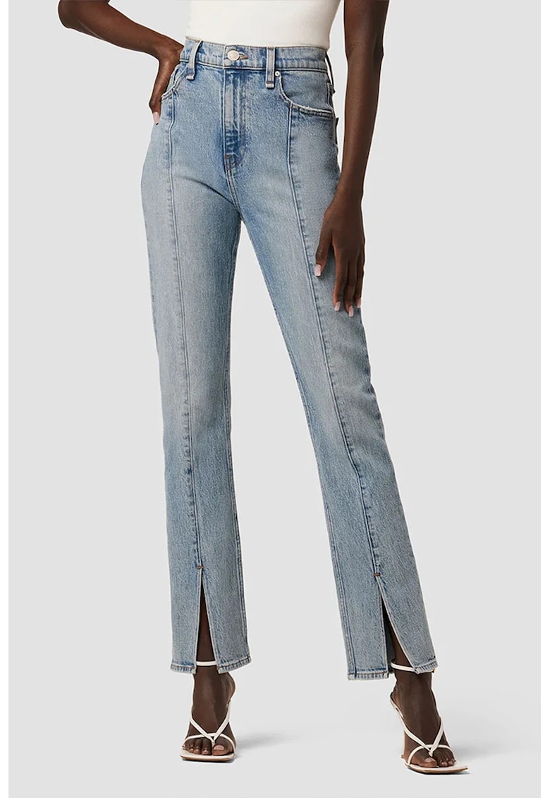 Blugi din denim premium - cu croială dreaptă și îngustă - aspect de prespălare - Albastru