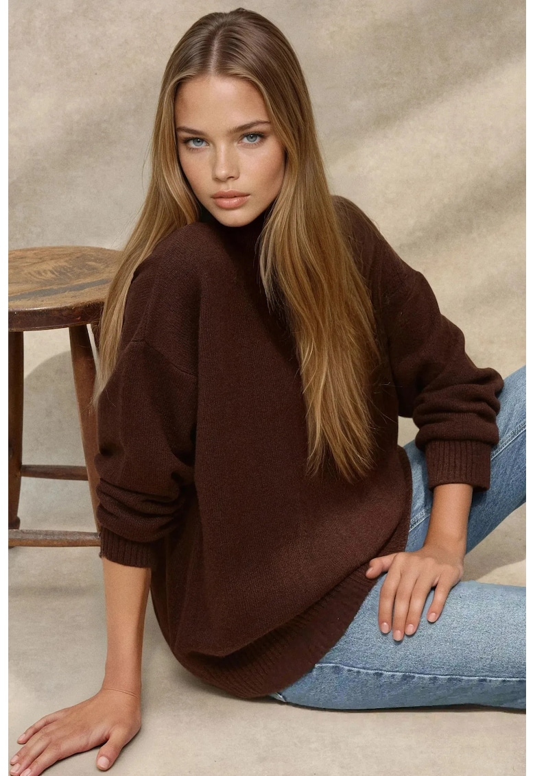 Pulover dama -  tricotat - confortabil - tricot - Maro Nuc -