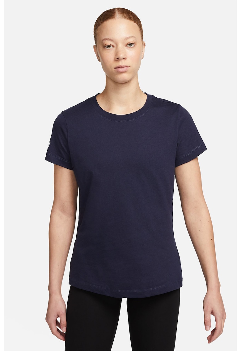 Tricou de bumbac cu decolteu la baza gatului - pentru fotbal - Bleumarin