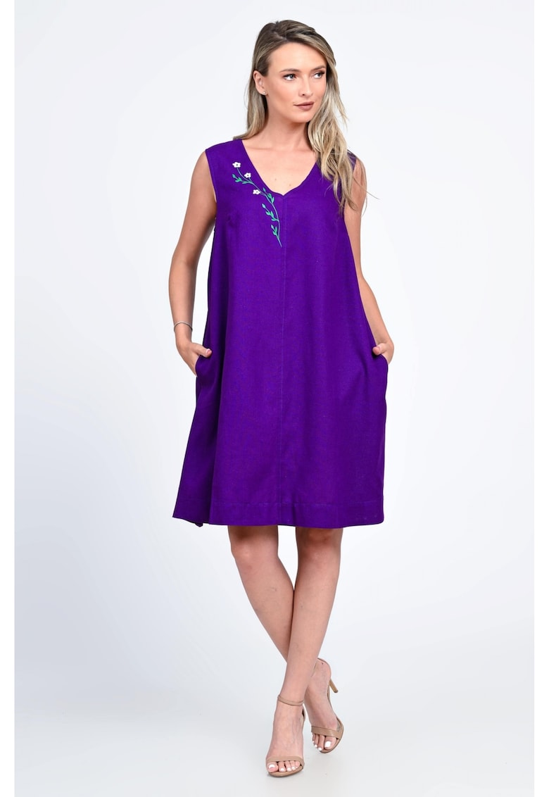 Rochie Dama -  V-Neckline - cu Pictura Realizata Manual V340
