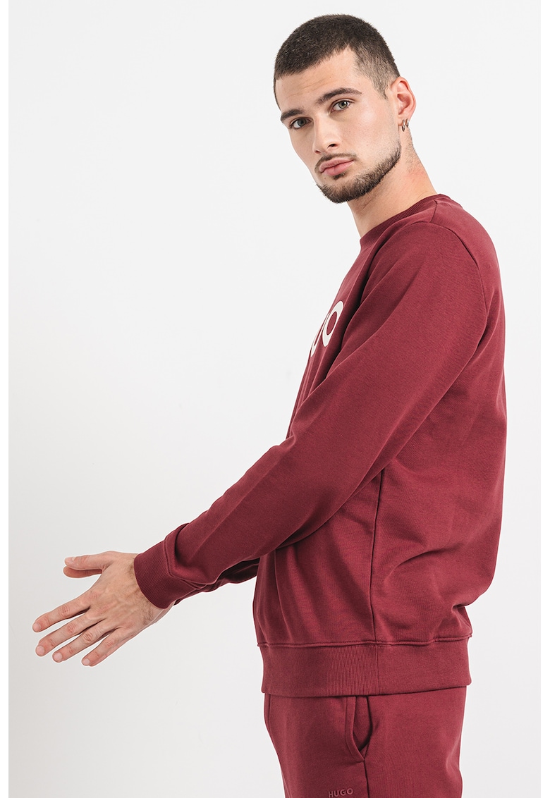Bluza de trening cu decolteu la baza gatului si imprimeu logo Dem - Alb/Visiniu