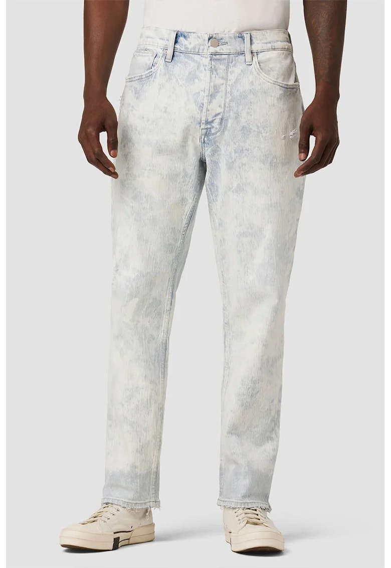 Blugi drepți - finisaje vintage și prespălare acidă - Albastru