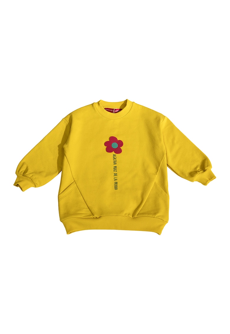 Bluza de trening cu decolteu la baza gatului si imprimeu