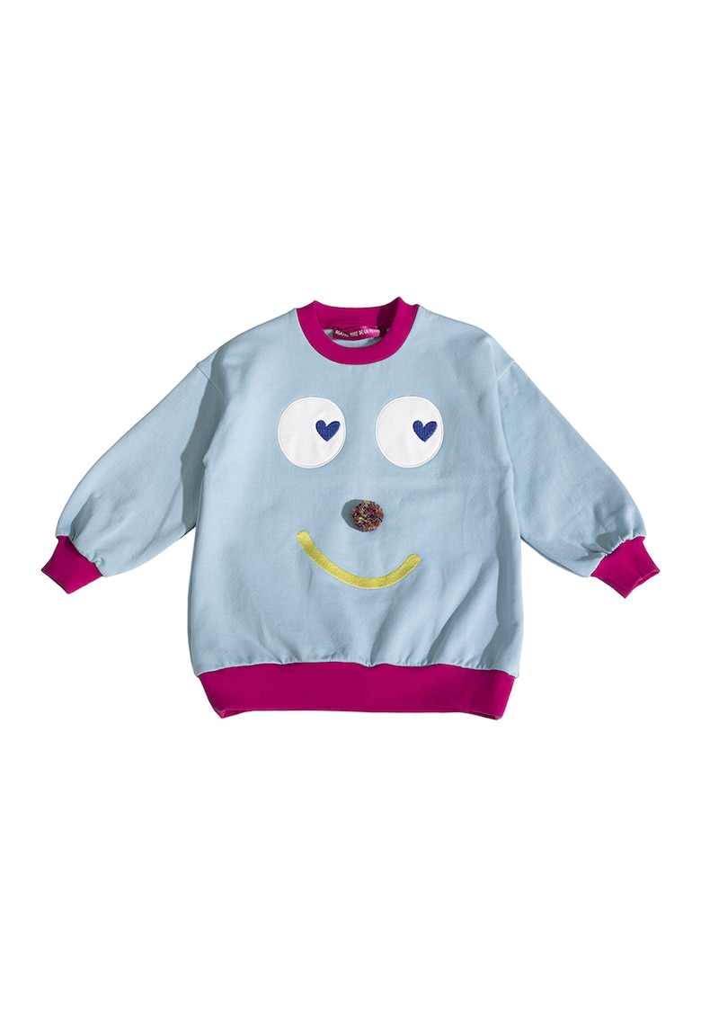 Bluza de trening cu decolteu la baza gatului si design grafic - Rosu/Albastru