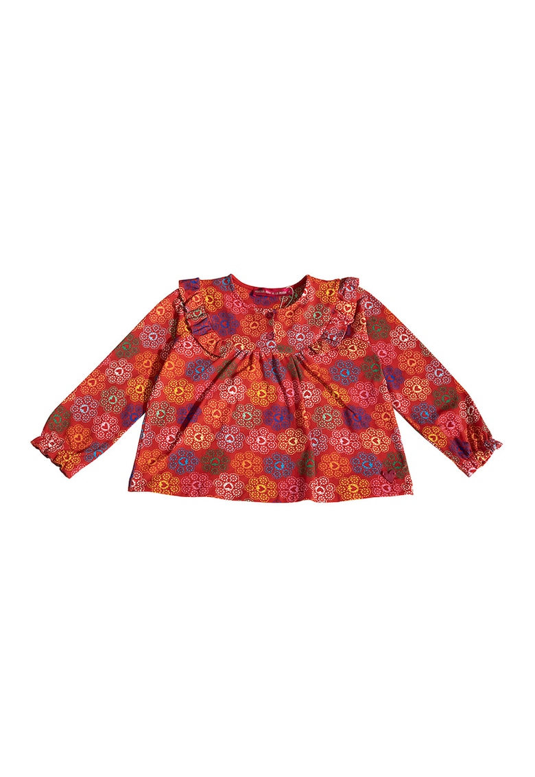 Bluza cu imprimeu si guler Peter Pan - Multicolor