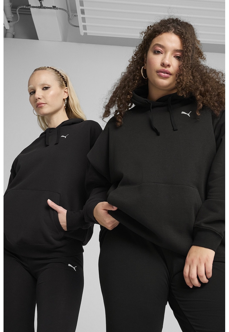 Hanorac relaxed-fit cu buzunar kangaroo - Negru