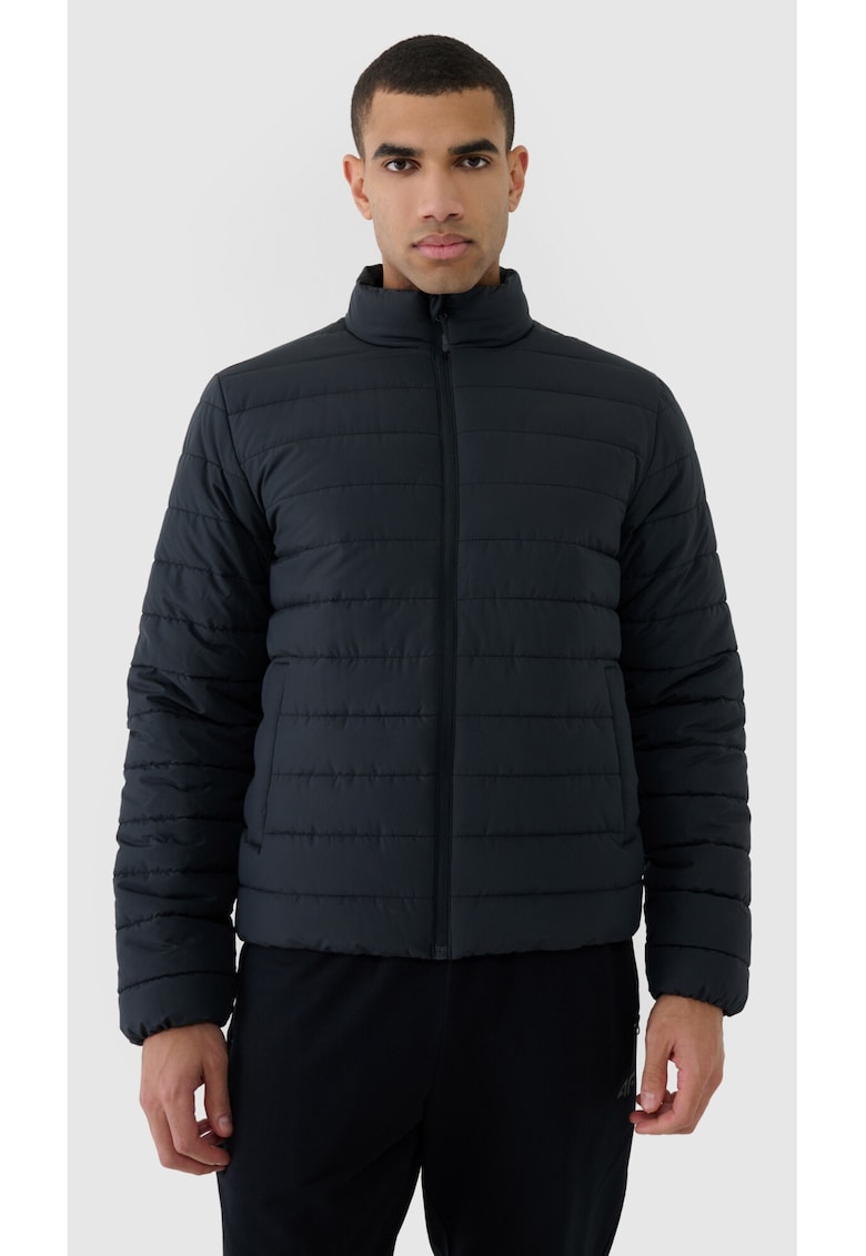Jacheta barbati  puf sintetic - poliester - guler inalt - hidrofob - negru