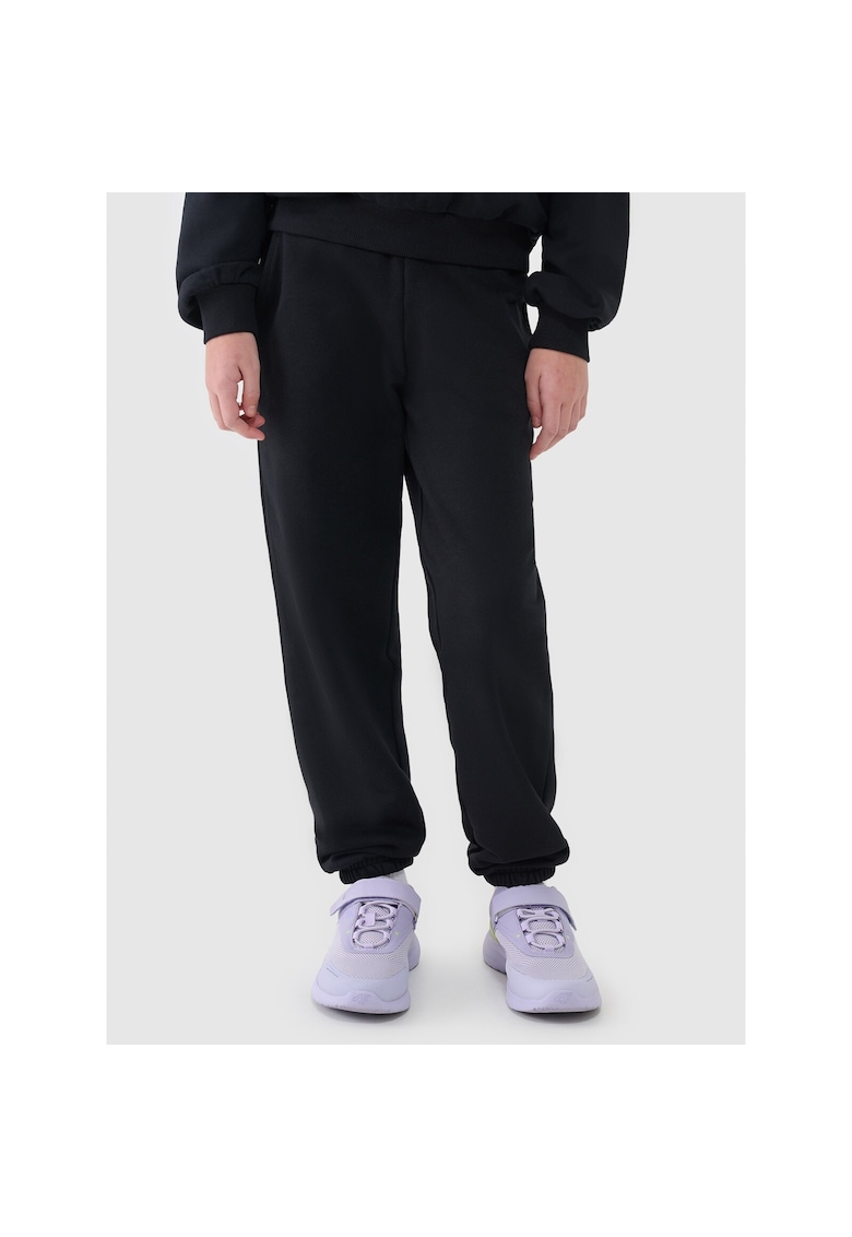 Pantaloni sport  pentru fete - negru - bumbac - croiala normala - 2 buzunare