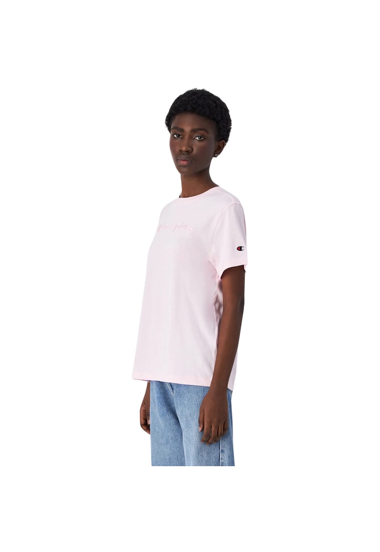 Tricou sport  roz - bumbac - croiala slim - decolteu rotund