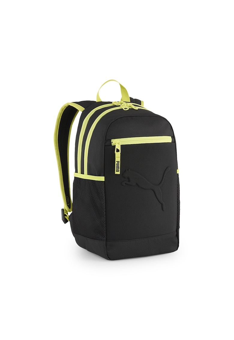 Rucsac mic din material textil cu logo in relief Buzz - Negru/Verde lime