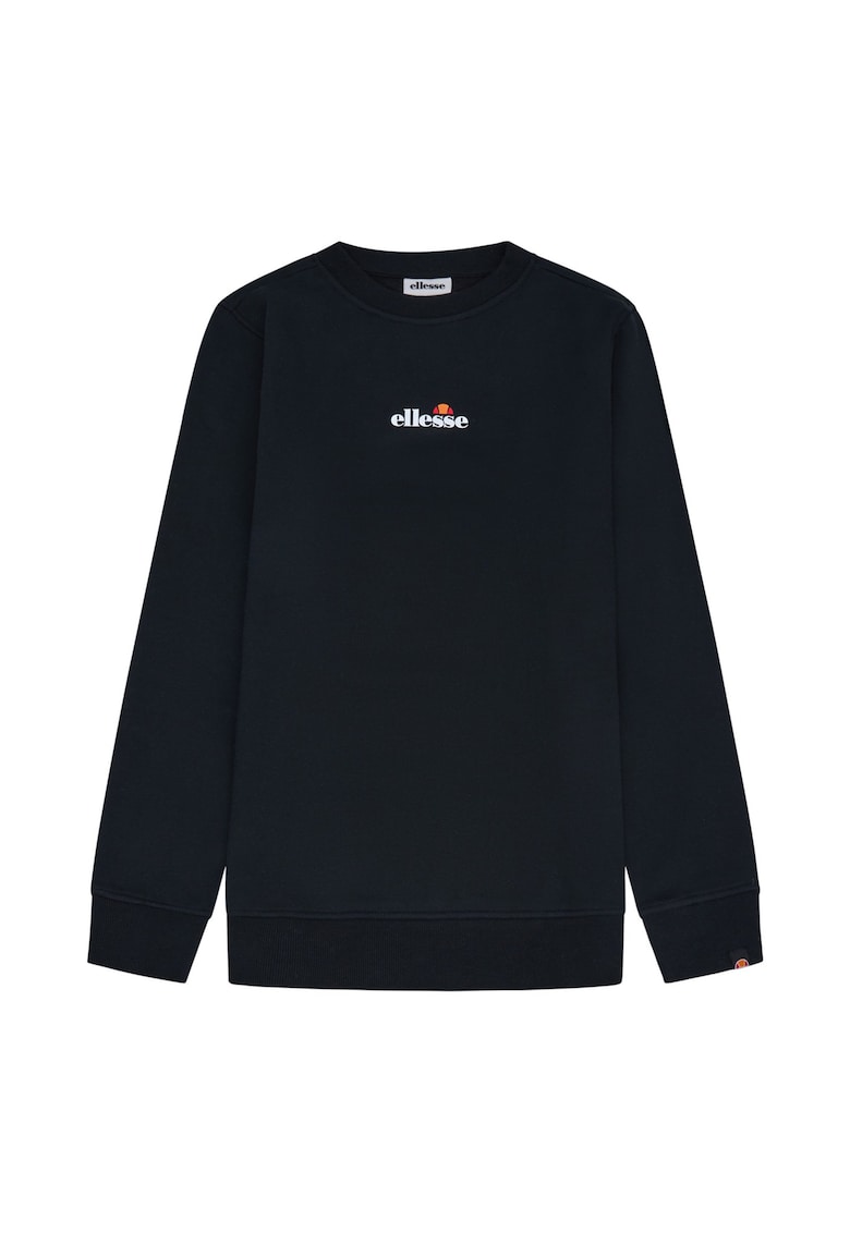 Bluza de trening cu decolteu rotund si imprimeu text - Negru
