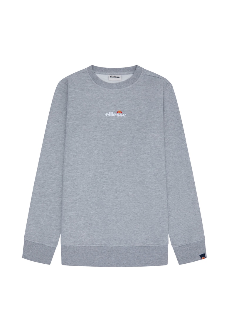 Bluza de trening cu decolteu rotund si imprimeu text - Gri deschis