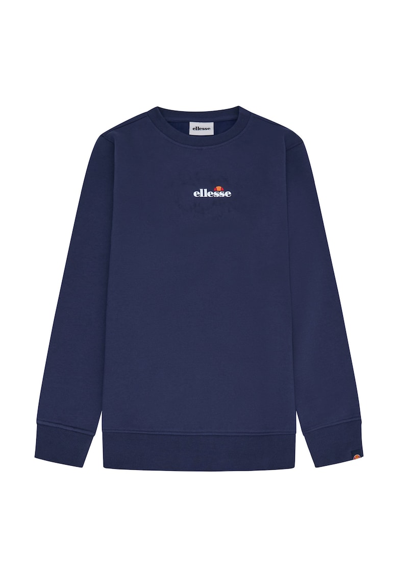 Bluza de trening cu decolteu rotund si imprimeu text - Albastru inchis