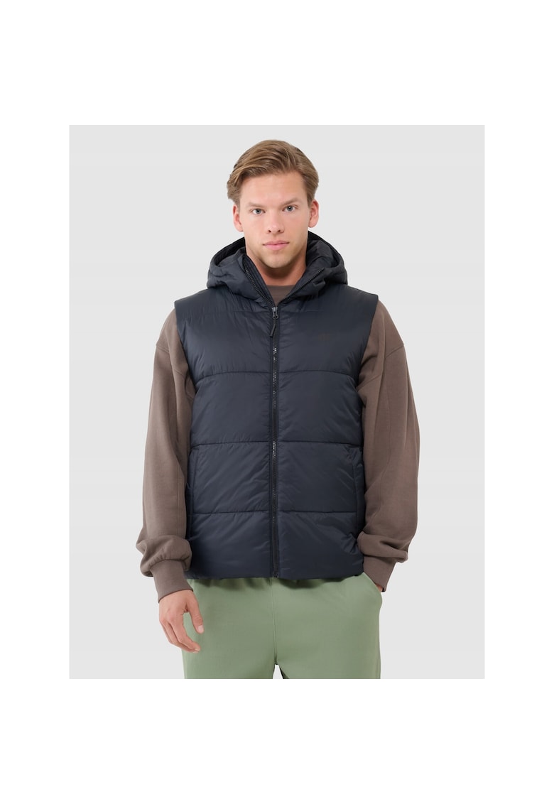 Vesta sport barbati -  sintetic - cu gluga - neagra