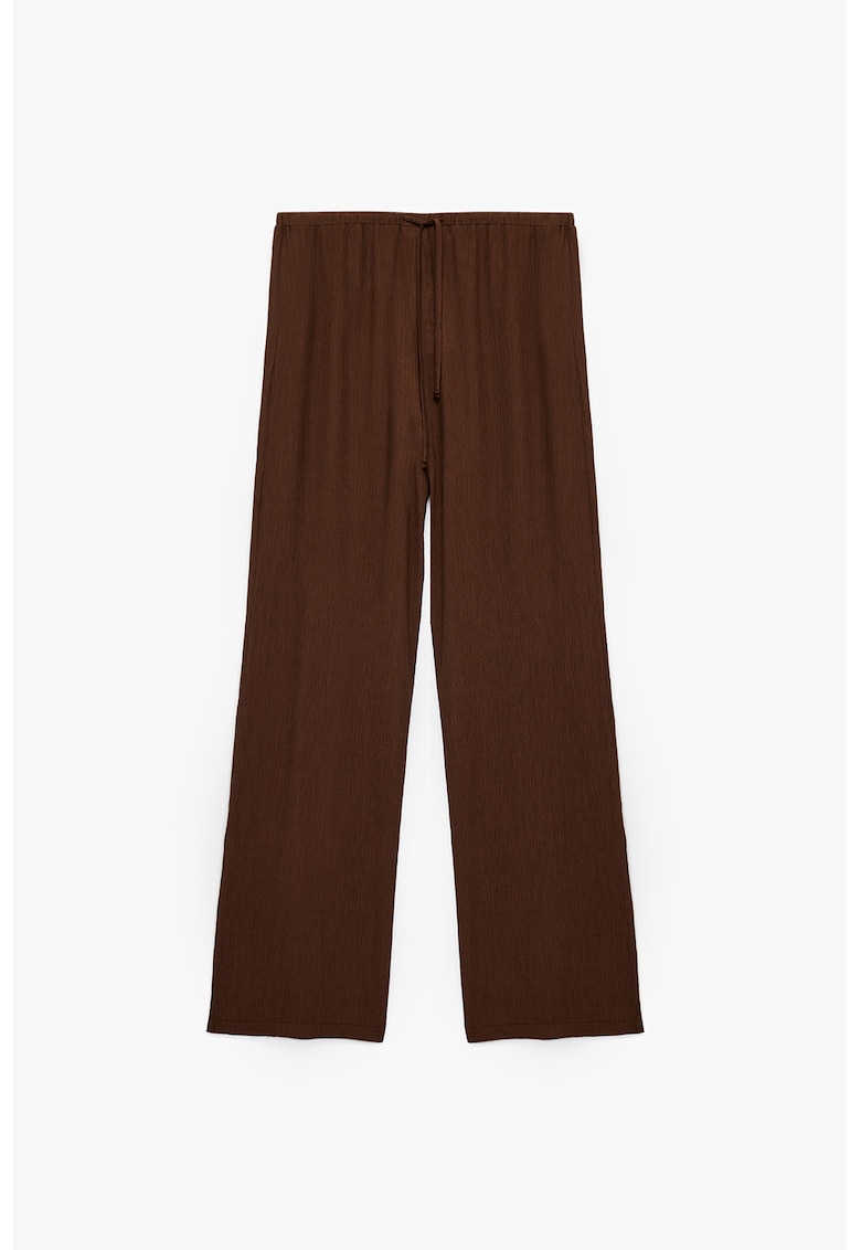 Pantaloni cu cordon in talie - Maro inchis
