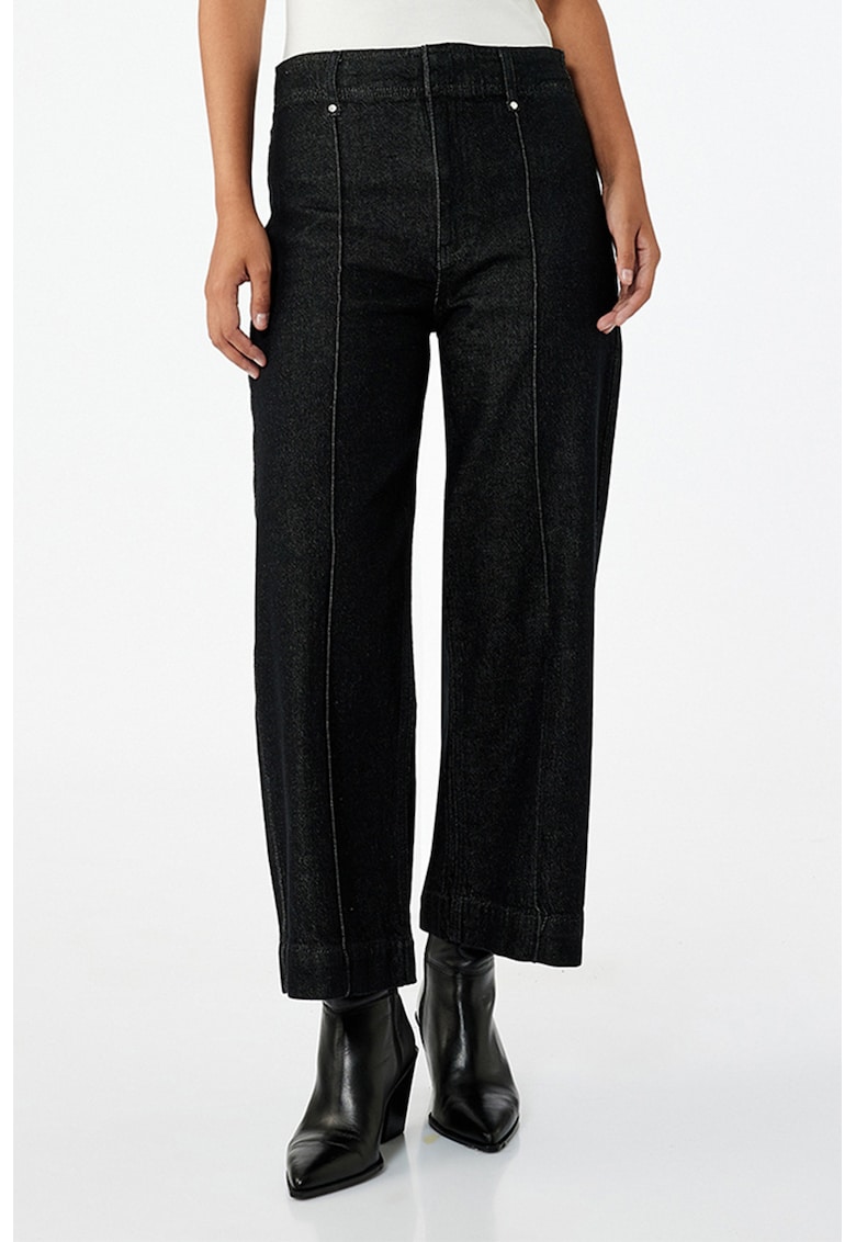 Blugi drepti crop - Negru