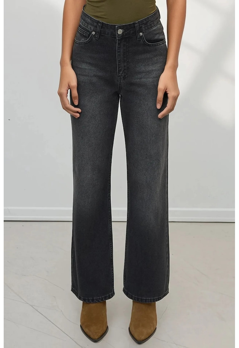 Blugi dama  denim - picior drept - negru