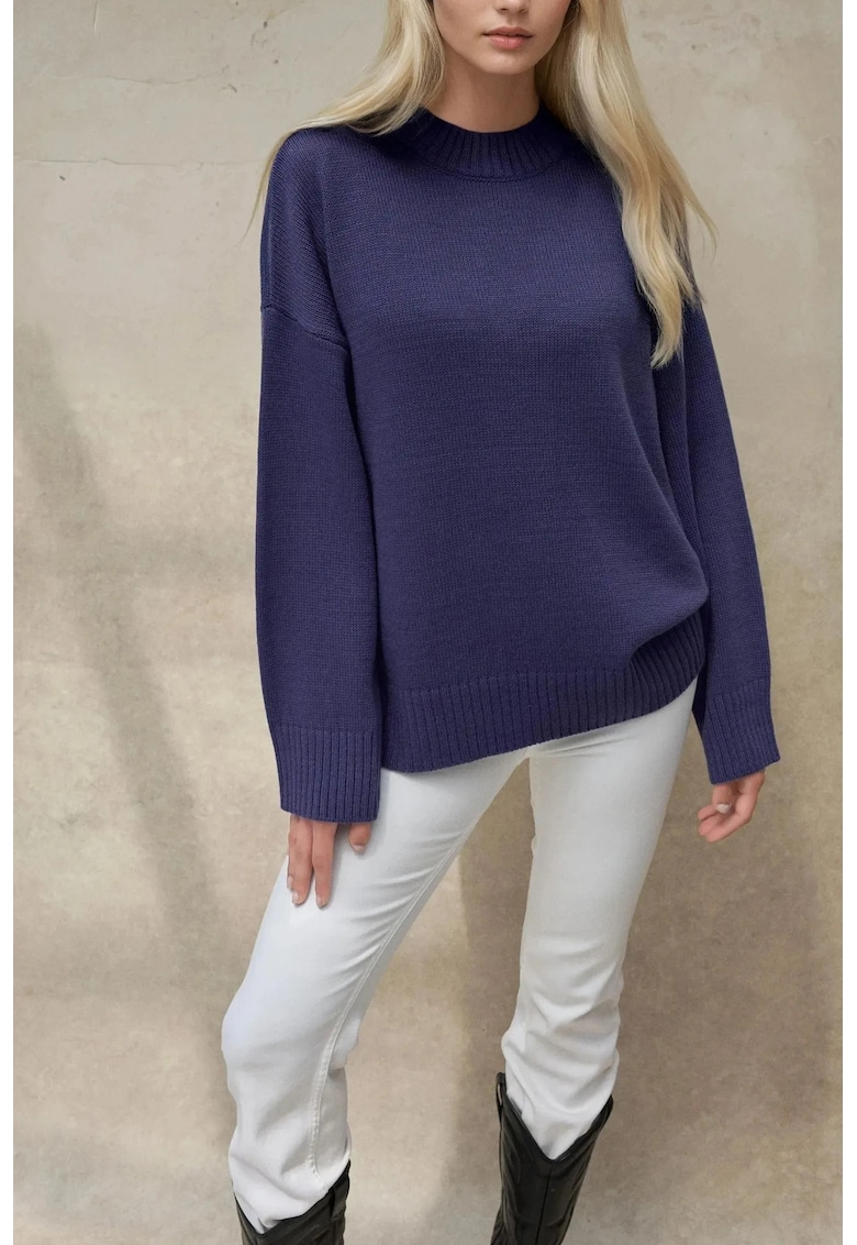 Pulover dama -  confortabil - albastru cobalt - tricot