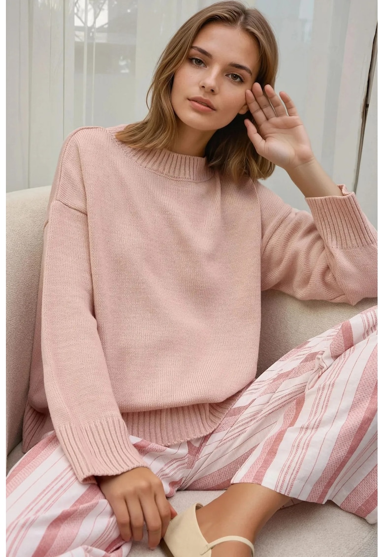 Pulover dama -  confortabil - roz - tricot